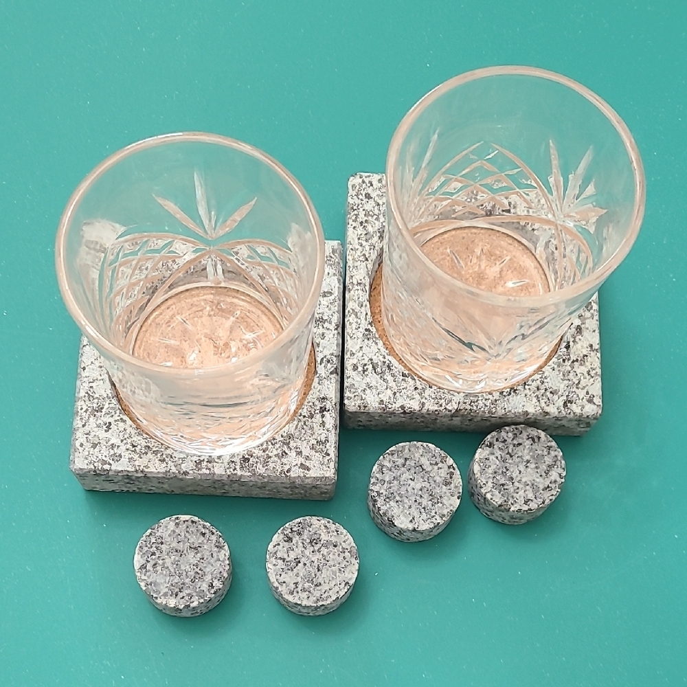 Whiskey Glasses with Granite Coasters